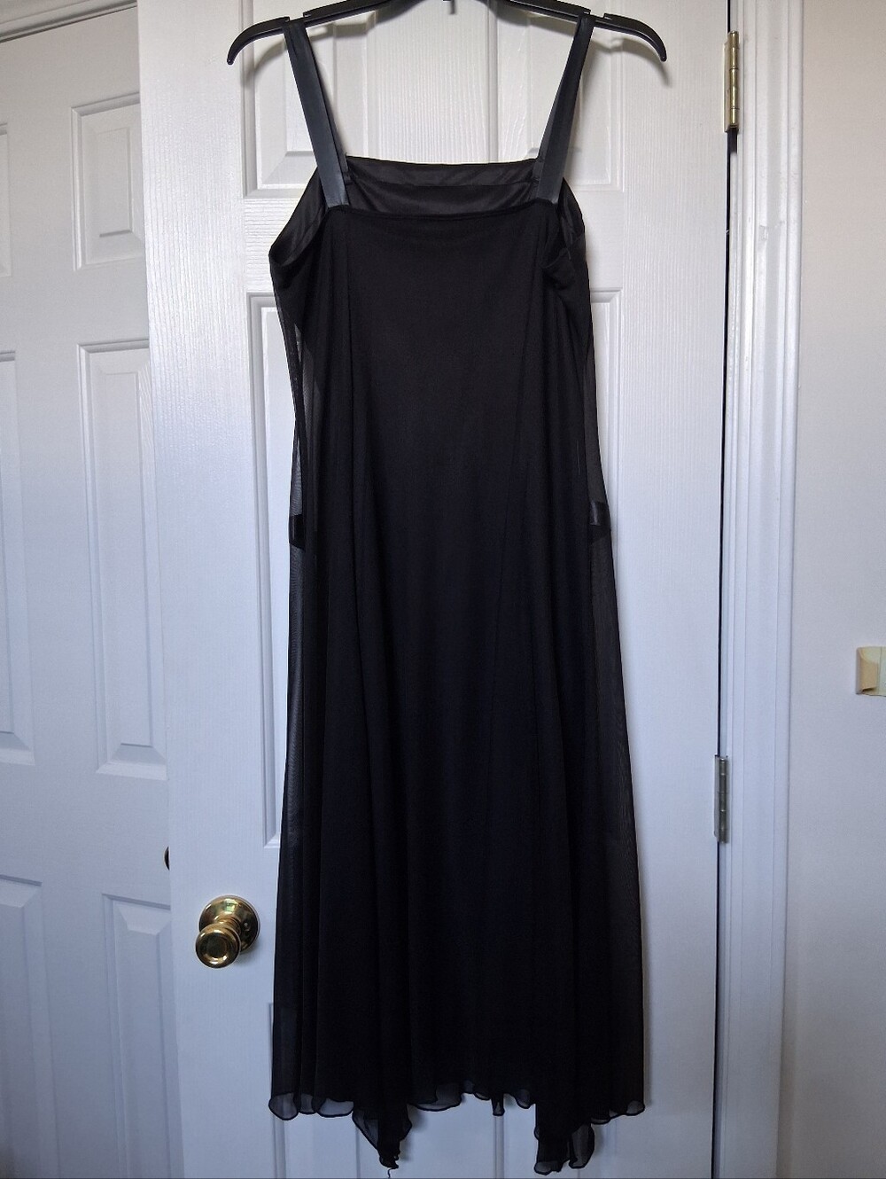 Black Sheer Layered Midi Dress
